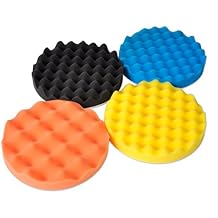 Eastar Pack of 4 7" Waffle Sponge Wave Foam Pad Set fit for Car Vehicle Buffing Polishing Glazing