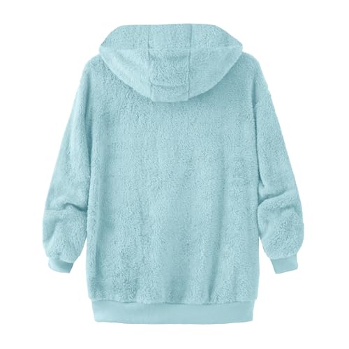 Kids Fleece Jacket Fuzzy Sherpa Wool Long Sleeve Zip Up Hoodies for Girls Preppy Fall Warm Christmas Winter Coat3