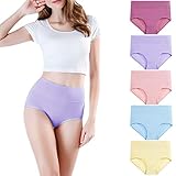 wirarpa Culotte Femme Coton Taille Haute Slips Lot de 5 Multicolore Taille XS