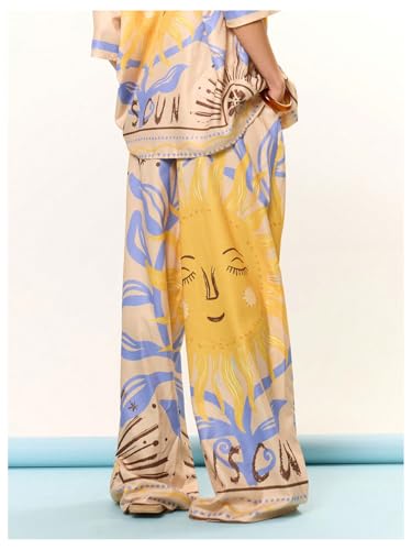 SOLY HUX Women's Wide Leg Boho Palazzo Pants Drawstring Waist Flowy Trousers Beach Vacation Outfits3