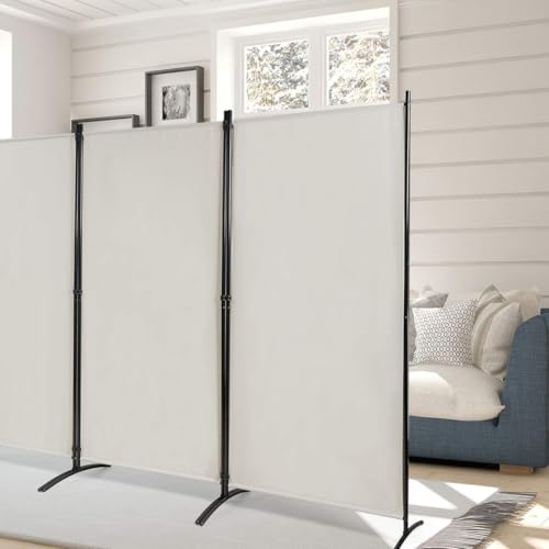 FANTASK 260 x 183cm Raumteiler, Paravent 3 teilig klappbar, Trennwand Wandschirm aus Metall & Polyester, Sichtschutz Room Divider Innen für Zuhause Büro Terrasse, Extra breit