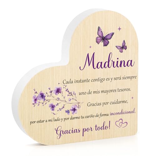 Yeeaulpa Regalo Madrina Decoración Madera Regalo Dia de la Madre Regalo para Madrina Cumpleaños Originale Día de la Madres Personalizado Navidad Reyes