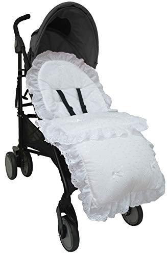 Beautiful Frilly Broderie Anglaise Uniiversal Footmuff to Fit All Pushchairs