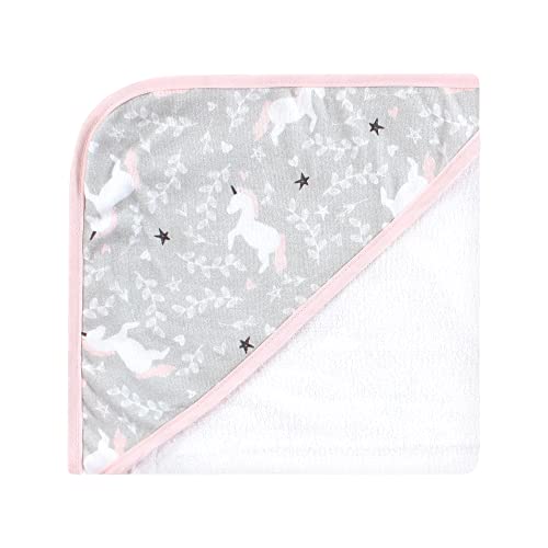 Image of Hudson Baby Unisex Baby Cotton Rich Hooded Towels, Pink Unicorn, One Size