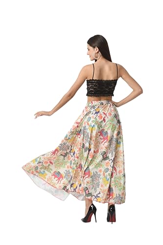 Image of VAGISHA Printed Casual Long Western Skirts for Women's & Girls |Stretchy Flared Maxi Skirt|Elastic Waist Skirts|Western Ethnic Skirts