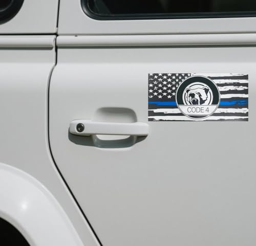 Image of 10Pcs Thin Line Flag Car Decal Stickers, Police Support American Flag Bumper Stickers Patriotic Theme Memorial Decal Boat for Cars Bumpers Trucks, Bandera de policia la linea Azul para carro