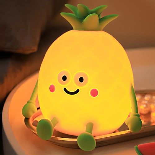Veilleuse enfant ananas le cadeau idéal en silicone avec lampe LED de table