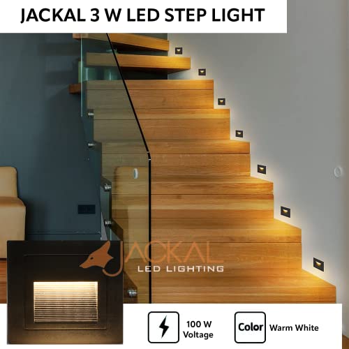 Image of JACKAL 3 Watt LED Stais Step Light Outdoor Surface Mounted Deck Lights Waterproof IP65 (WW), Black Body| Wall Step Conceal Light Outdoor and Indoor Fancy Exterior Floor Lights, (6 Months Warranty)