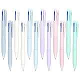 12 Pack Multicolor Ballpoint Pen 0.5 4-in-1 Colored Pens Fine Point, Retractable Ballpoint Gift Pens