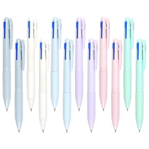 12 Pack Multicolor Ballpoint Pen 0.5 4-In-1 Colored Pens Fine Point, Retractable Ballpoint Gift Pens For School And Office, Assorted Ink #TOP5