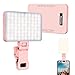 Newmowa Pink Rechargeable Selfie Light, Portable Clip on Video Light for Phone/Laptop/Camera with Smart Light Sensor, 3 Light Modes, with 2000mAh Battery for Selfie/Makeup/Video Conference/TikTok