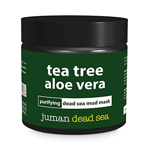 All Natural & Authentic TEA TREE ALOE VERA Purifying Facial MUD MASK with Dead Sea Salt Minerals - Paraben Free – Not Tested on Animals – All Skin Types – Reduces Acne - Infused with Vitamin E (7.76 oz)