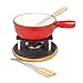 Lwieui Zestaw do fondue sera z 6 widelcami nadaje się do sera czekolady i mięsa fondue żeliwny czerwony 22 cm (kolor: czerwony, rozmiar: 22 cm)