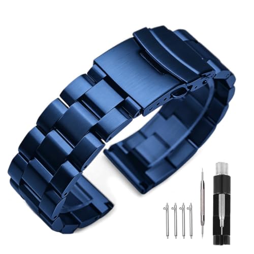 Correa de reloj de acero inoxidable sólido cepillado con cierre elegante para hombres y mujeres