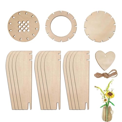 Rompecabezas de madera con jarrón y flores decorativas de diseño 6