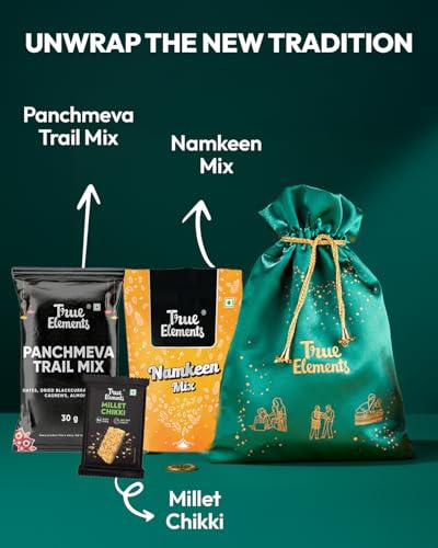 Image of True Elements Luxury Delight Potli 150gm | Healthy Gift Hamper | Gourmet Snacks & Dry Fruits | Corporate Gifts | Snack Gift Box | Rakhi Gift for Brother & Sisters