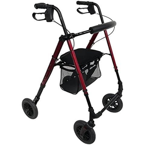 LivingSURETM Ultra Lite Folding Rollator XL, Red Cover