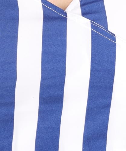 Image of POPWINGS Women Casual Blue & White Stripe Print Strap Crop Top