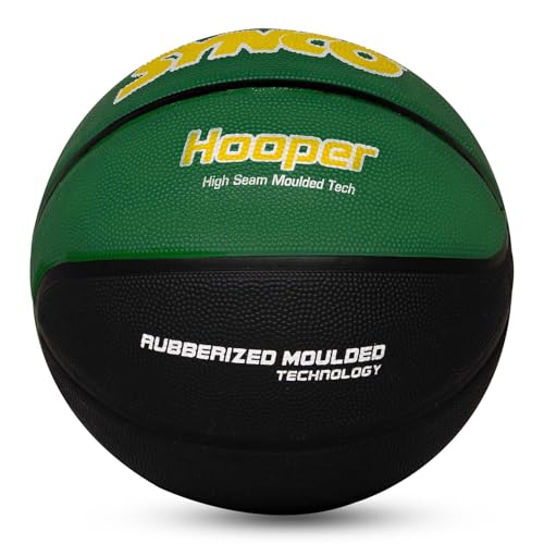 Image of Synco Hooper Series Official Men's Basketball | Moulded Technology | 8 Panel | for Indoor & Outdoor Games & Training | Ideal for Adults |Suitable for All Surfaces (Size-7) (Green Black)