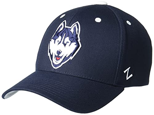 NCAA Connecticut Huskies Mens Stretch Fitted Hat Team Color, Connecticut Huskies Navy, Medium