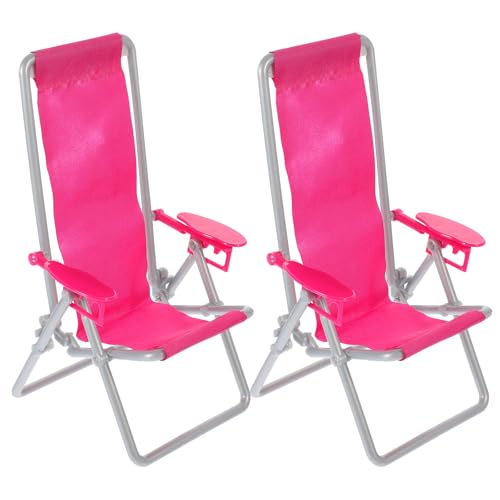 Mini chaise longue pliante en plastique et transat miniature pour maison de poupée