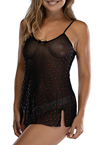 Chemise lingerie poly mesh INTIMO noire XL pour nuit élégante