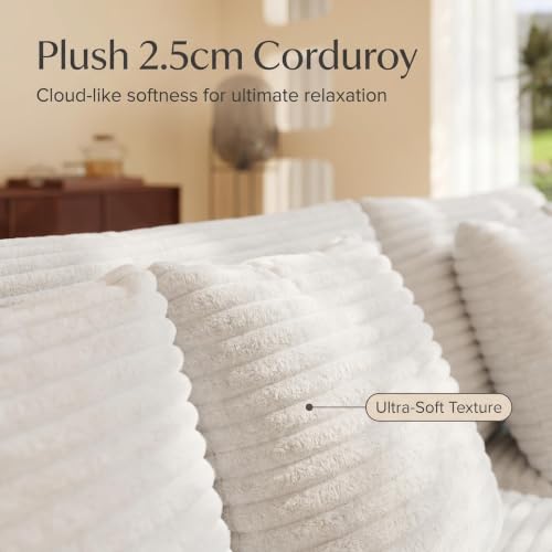 Image of Modular Cloud Sectional Sofa, Oversized Corduroy Boneless Couch | Luxury Comfort, Deep Seat, Couches for Living Room and Apartment, No Assembly Required