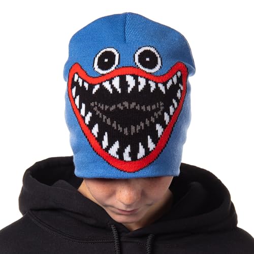 Poppy Playtime Kids Huggy Big Face Design Knitted Beanie Hat for Boys and Girls Blue4