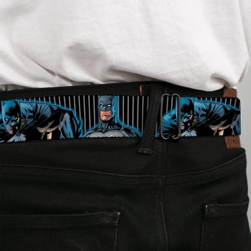 Buckle-Down Belt Seatbelt Buckle Batman Standing Crouching Poses Stripe Black Gray Mens Womens Kids Adjustable4