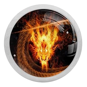 Vapokf Feuerdrache Kristallglas Schrankknöpfe 4 Stück