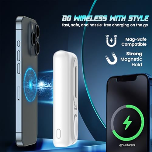 Image of MOOSH Magsafe Portable Charger Slim 10,000mAh, 3 in 1 Magnetic Battery Pack 15W Ultra-Fast MagSafe Compatible Portable Charger Ergonomic Design Flip iWatch Charger for iPhone16 /15 /14 /13 /12 Series