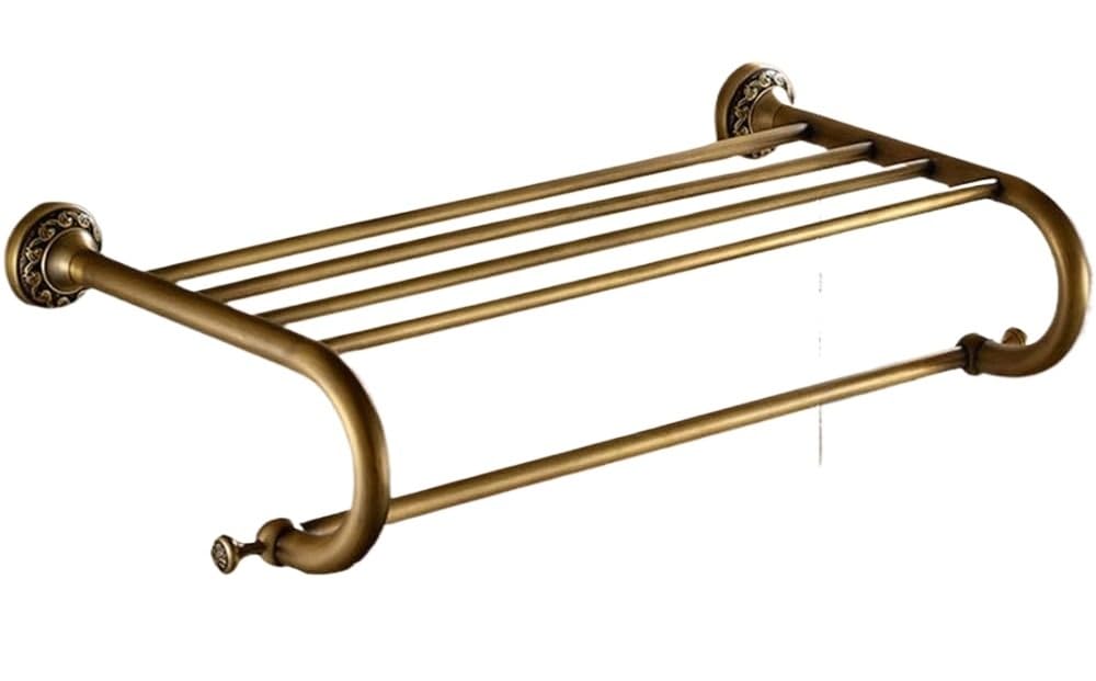 Soap Dishes, Antique Brass Carved Towel Paper Holder Rack Bathroom Accessories,Robe Hook(Towel Rack)
