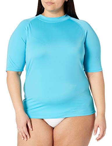 Kanu Surf Women's Plus-Size UPF 50+ Active Rashguard & Workout Top, Aqua, 2X