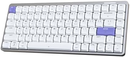 EPOMAKER Luma84 Low Profile Aluminum Mechanical Keyboard, QMK/VIA Programmable, Tri-Mode Wireless, Win/MAC/Linux Compatible, RGB Backlight (White&Purple, Gateron Low-Profile Red Switch)