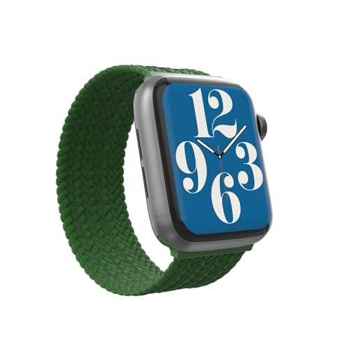 ZAGG Gear4 Braided Stretchy Solo Loop Band – LG – Forest Green - Compatible with Apple Watch 38mm 40 mm 41mm, Elastic Strap Wristbands for iWatch Series 7/6/SE/5/4/3/2/1, Large (705009492)