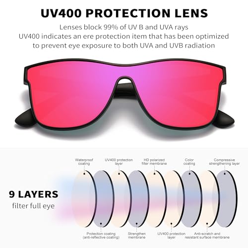 Image of DUBERY Fashion Polarized Sunglasses for Women Men 100% UV Protection Trendy Siamese Lens Shades D8030
