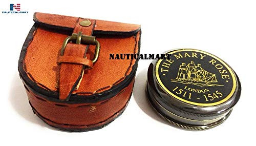 Brújula de Latón con Estuche de Cuero miniatura 3