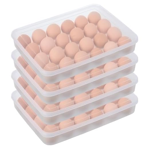 96 Egg Holders for Refrigerator,4 Set Clear Deviled Egg Tray with Lid,Plastic Egg Storage Container,Egg Organizer for Protect and Keep Fresh,24 Egg Tray x 4 Pack
