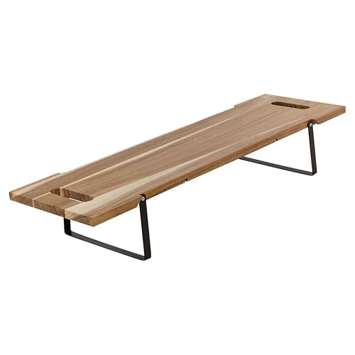 URBNLIVING Large Acacia Wooden Serving Tray with Metal Legs & Handles - 67cm Modern Decorative Platter for Appetizers, Meats, Snacks, Desserts – Rustic Party Centerpiece - Hand Wash Only - Image 3