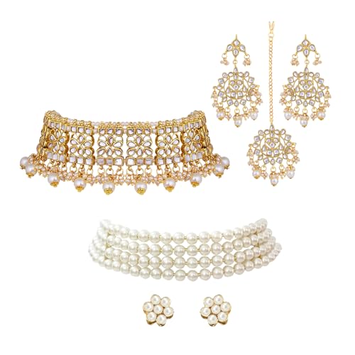 Image of Peora Traditional Maharani Haar Necklace with Earrings Bridal Jewellery Set Gift for Women
