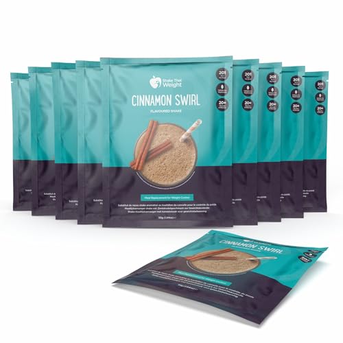 Shake That Weight 10 batidos dietéticos, remolino de canela, plan de reemplazo de comidas para pérdida de peso, dieta muy baja en calorías, VLCD, alto en proteínas, sin lactosa, sin gluten, bajo en