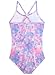 Dolxico Girls Swimsuit One Piece Bathing Suit Fashion Swimsuits Beach Pool Swim Suit 9-10 Cute Kids Swimwear Summer Swimming Suit for Little Girl, Pink Purple Tie-dye, Size 10