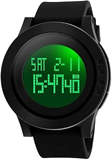TONSHEN Men's Military Watch 50M Waterproof Silicone Strap LCD Digital Electronic 164FT 50 Water Resistant 12H/24H Time Multifunction Sport Watches - Black