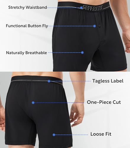 Separatec Boxers for Men, Bamboo Rayon Mens Boxers Cooling Breathable Loose Men's Underwear, Boxer Shorts 3 Pack4