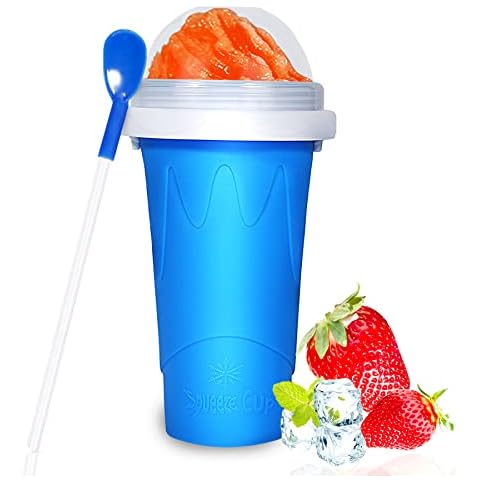 Color Land Slushy Cup, TIK TOK Slushie Maker Cup Frozen Magic Squeeze Cup, Ice Cream Maker Cup, Cool Stuff Trending Tiktok Items Homemade DIY Cool Gadgets with Lid & Straw (Blue) Cover
