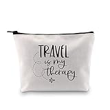 G2TUP Travel Lover Gift Travel Is My Therapy Makeup Bag Adventure Lover Zipper Cosmetic Bag Traveler