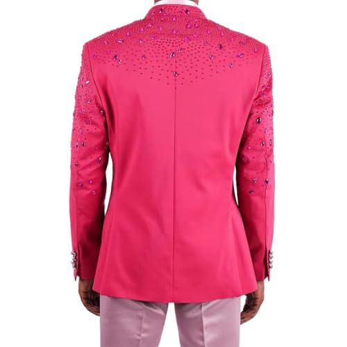 Luxury Shine Gem Diamond Men Suits Jacket Male Prom Blazers Stand Collar Wedding Groom Tuxedos Slim Fit Coat2