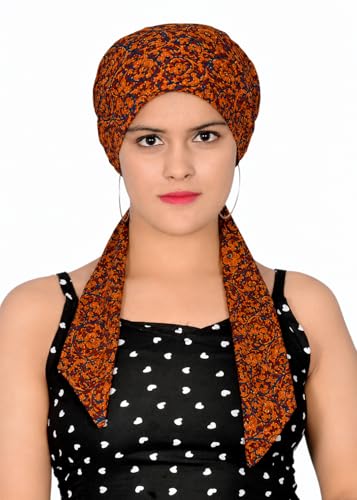 Image of Pure Cotton Double Layer Head Scarves Hair Wrap Cap, Adjustable Free Size Head Cover for Women, Girls, Under Helmet Cover