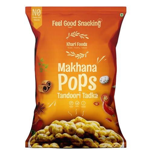 Image of Khari Foods Premium Flavoured Makhana 25g, Crunchy & Roasted Makhana Pops, Protein Source, Fibre Rich, No Palm Oil, Gluten Free (Tandoori Tadka)