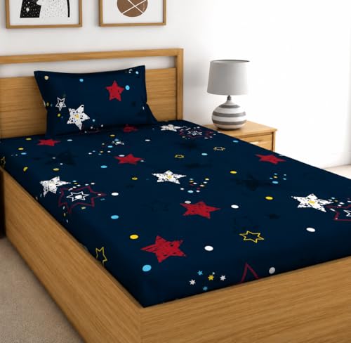 Image of DECORUM Glace Cotton Single Bedsheet with 1 Pillow Cover | Soft, Durable, Lightweight & Skin-Friendly Fabric| Suitable for Single /Diwan Bed Size